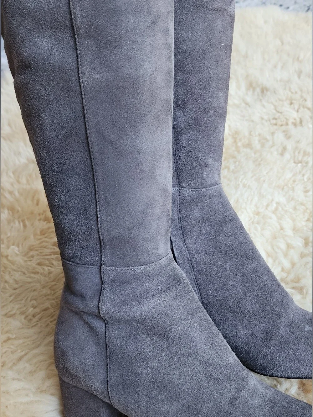 H by Halston Gray Suede Over-the-Knee Block Heel Boots